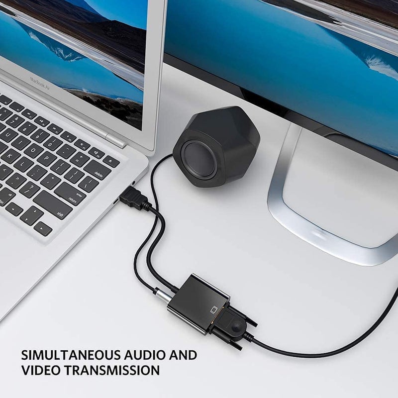 GR Deals GR Deals Gold Plated HDMI to VGA Adapter (Male to Female), HDMI to VGA with 3.5 mm Audio Cable, for Computer, Desktop, Laptop, PC, Monitor, Projector, Full HDTV. Black - Image 5