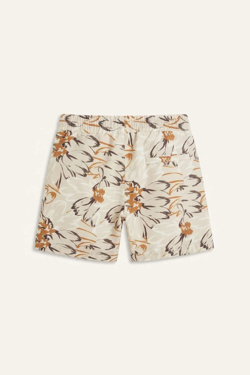 Defacto  Elastic Waist Patterned Beige Swim Shorts for Men | Best Price UAE