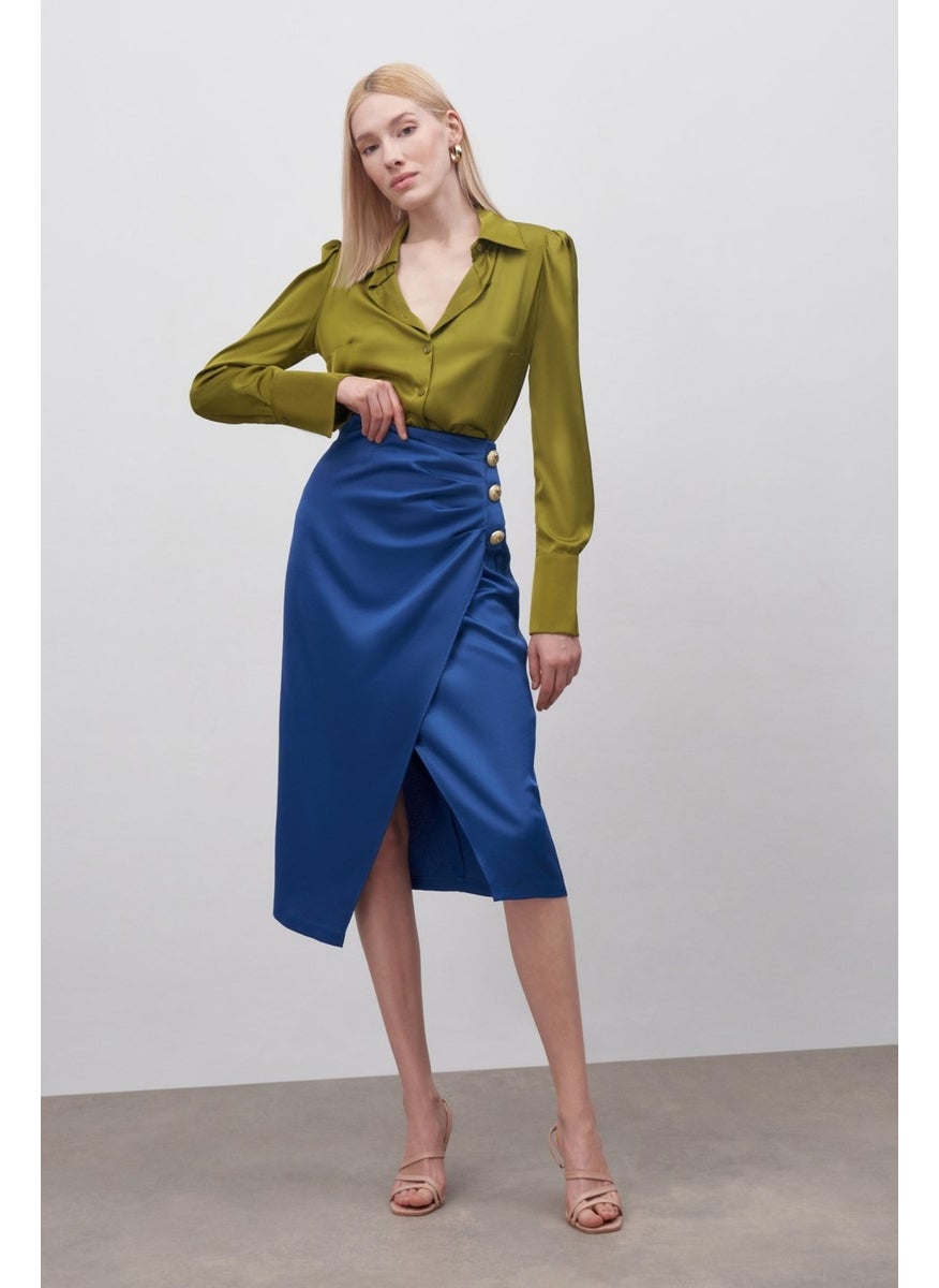 Satin Crepe Skirt with Button Accessory - Indigo - pzsku/Z7355A1C2C6C79D3A8318Z/45/_/1740639376/25a2e817-6f79-48ec-bec1-79639a8a4029