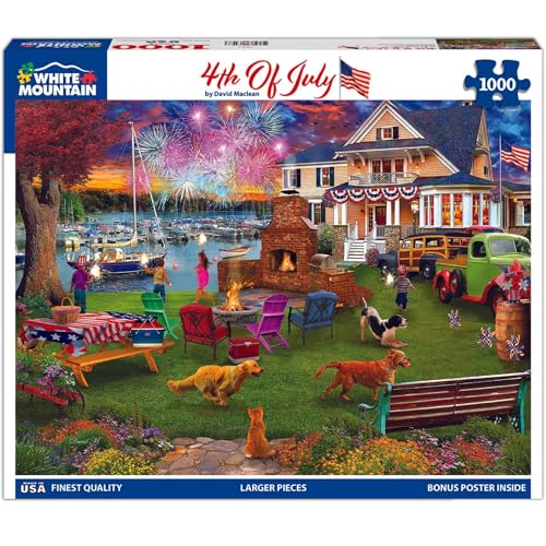 White Mountain - 4th of July - 1000 Piece Jigsaw Puzzle for Adults, Children, + Grandparents - Image 1