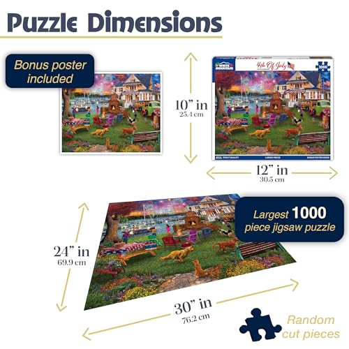 White Mountain - 4th of July - 1000 Piece Jigsaw Puzzle for Adults, Children, + Grandparents - Image 2