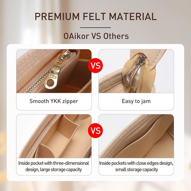 OAikor Purse Organizer Insert with Base Shaper Compatible with C.oach City 33, neverfull MM, G.oyard PM and More,Bag Organizer Insert for Luxury Tote Handbags,L/Wine Red - Image 5