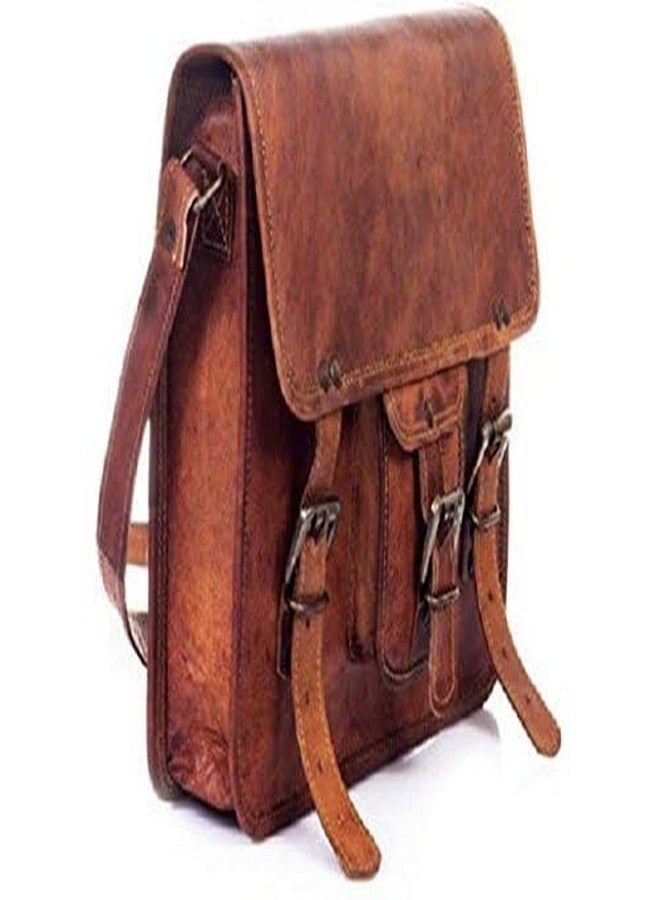 RSN Leather 11" Brown Laptop Briefcase Office Bag (Brown) - Image 3