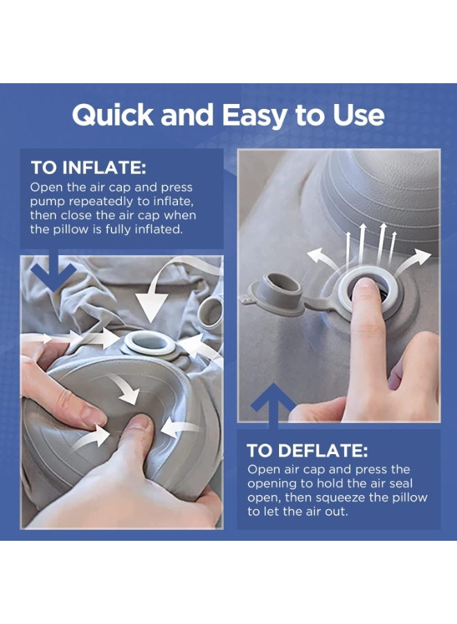 Relex Inflatable Foot Rest for Airplane, Car Seat Foot Rest for Kids Airplane Bed for Toddler, Blow up Plane Footrest Pillow, Foot Stool Relieves Swelling, with Integrated Inflating Buttons (Grey) - Image 4