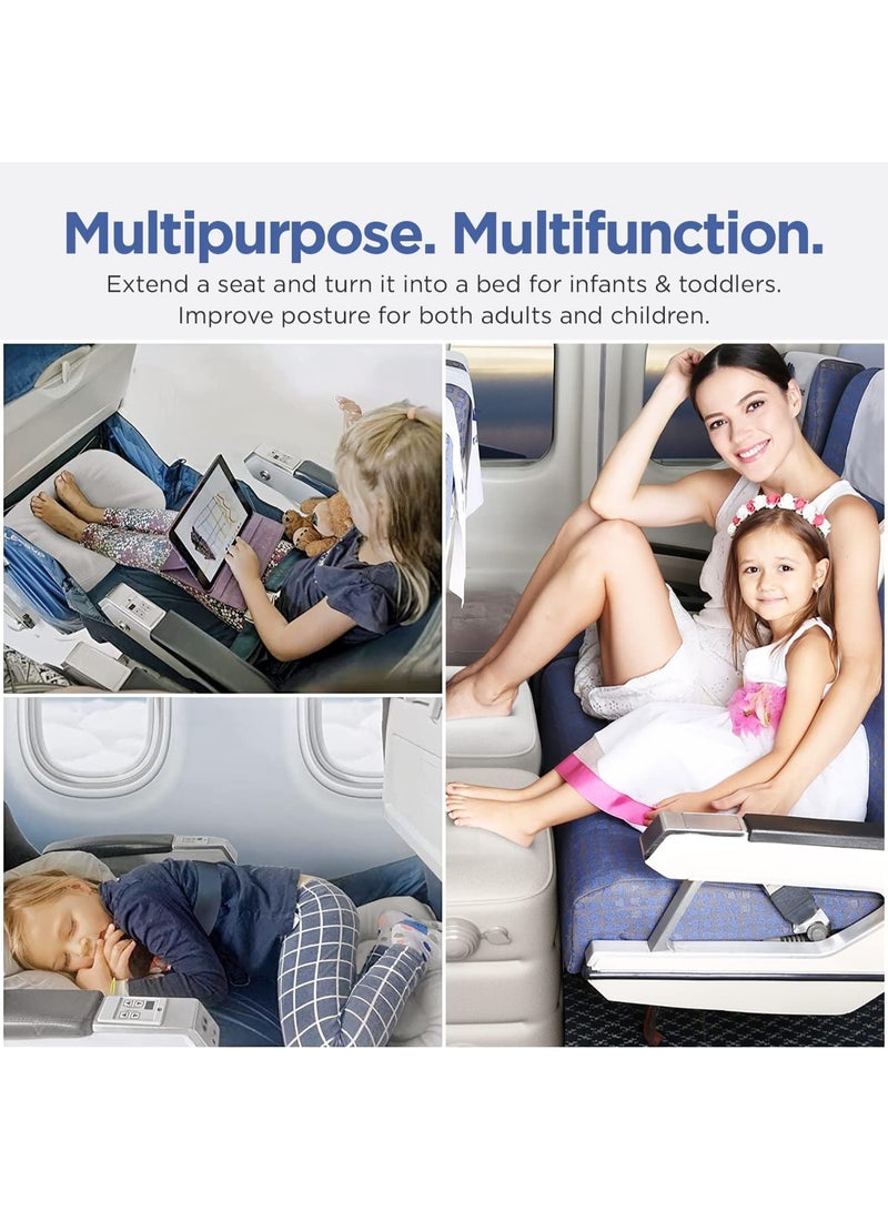 Relex Inflatable Foot Rest for Airplane, Car Seat Foot Rest for Kids Airplane Bed for Toddler, Blow up Plane Footrest Pillow, Foot Stool Relieves Swelling, with Integrated Inflating Buttons (Grey) - Image 2