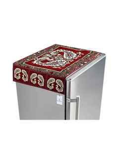 كوبير إندستريز غطاء ثلاجة من القطن الأحمر من Kuber Industries بتصميم الطاووس Fc09  - Image 1