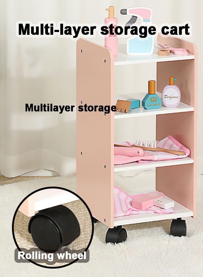 جساي تويز لعب الأطفال الخشبي المحاكاة التظاهرية متجر الحلاقة الطفل لعبة متعددة الوظائف طاولة خلع الملابس مجموعة اللعب - Image 4