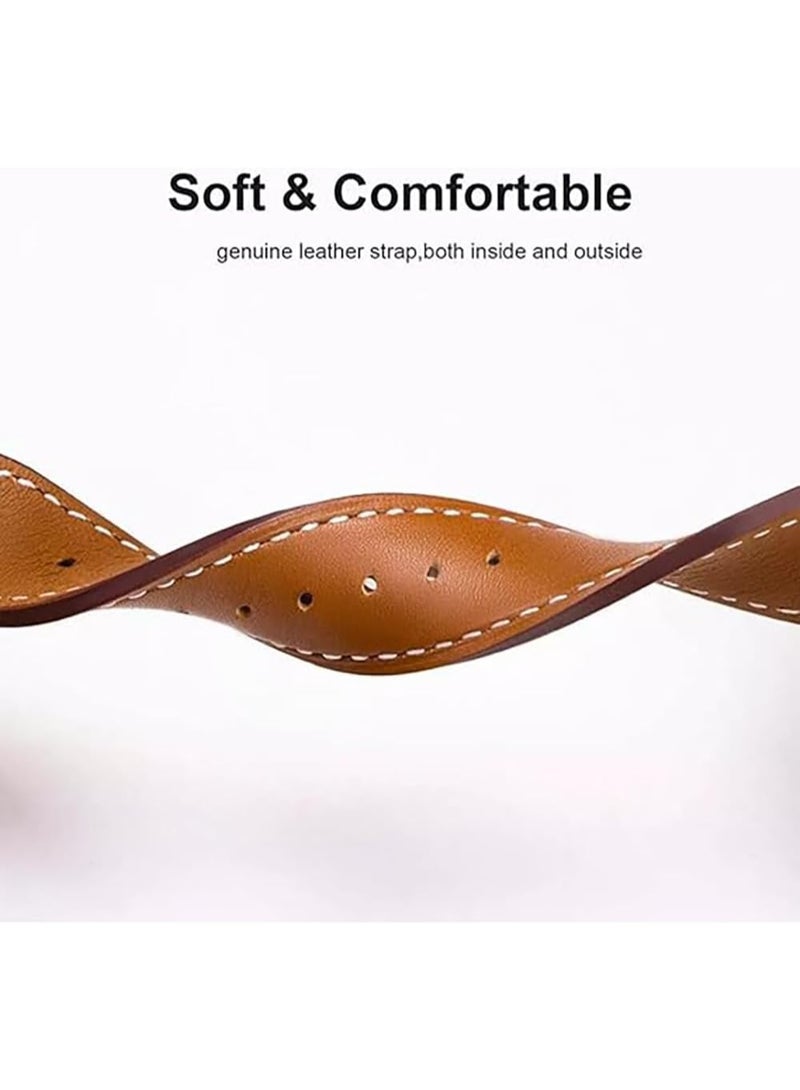 O Ozone (Pack of 2) Leather Bands For Samsung Galaxy Watch 7 6 5 4 FE 40mm 44mm 45mm/Galaxy Watch 6 4 Classic 42/43/46/47mm, 20mm Genuine Leather Replacement Wristband Strap Men Women -Dark Blue/Grey - Image 2