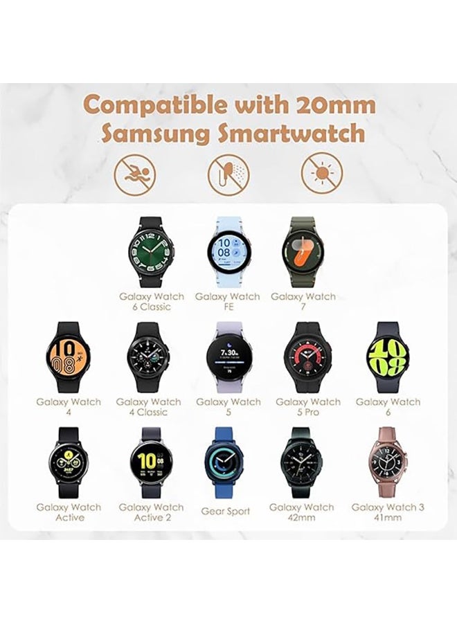 O Ozone (Pack of 2) Leather Bands For Samsung Galaxy Watch 7 6 5 4 FE 40mm 44mm 45mm/Galaxy Watch 6 4 Classic 42/43/46/47mm, 20mm Genuine Leather Replacement Wristband Strap Men Women -Dark Blue/Grey - Image 5