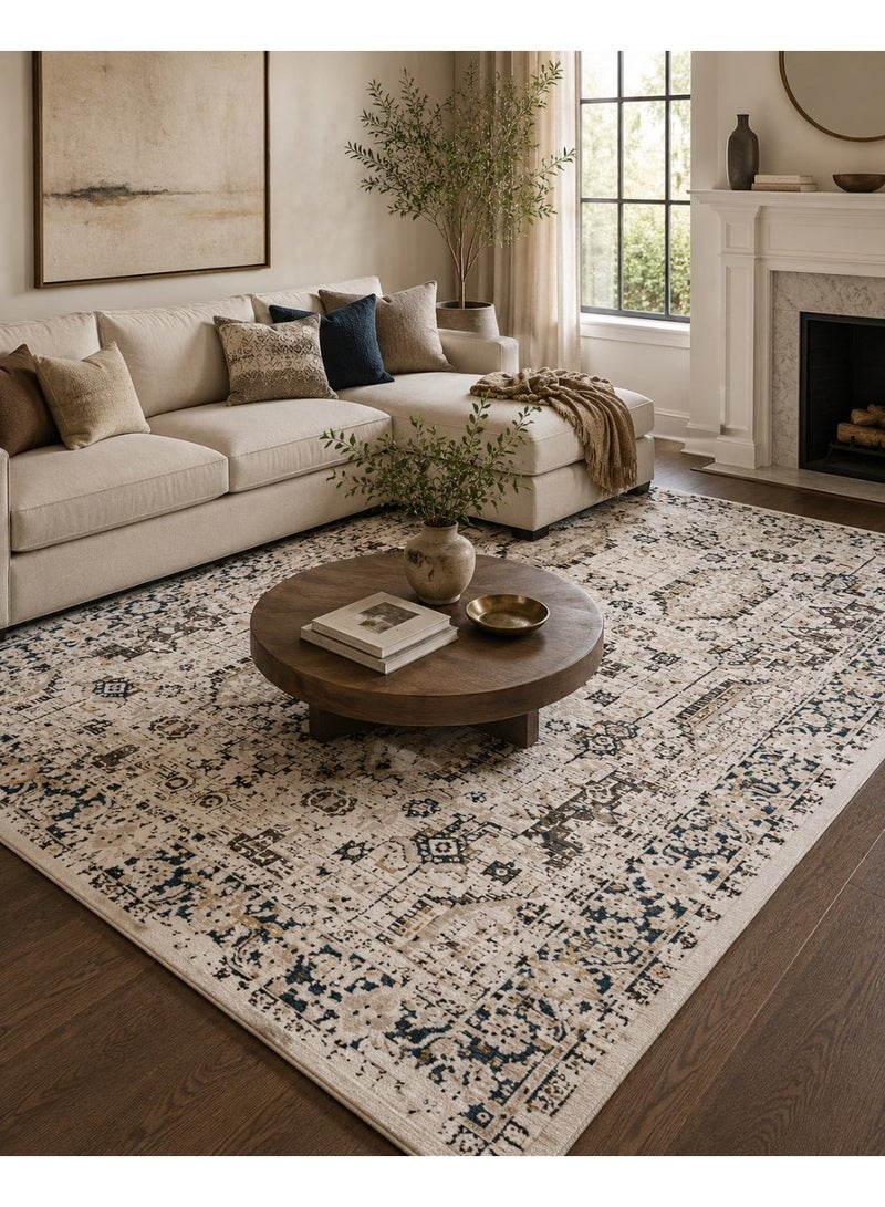 Home auraa Carpet Rug – Size 160 x 220 cm – 5.25x7.26 ft | Textura Living - Multi Color | Ideal Carpet for Living Room, Bedroom, Office, Hallway - Image 2