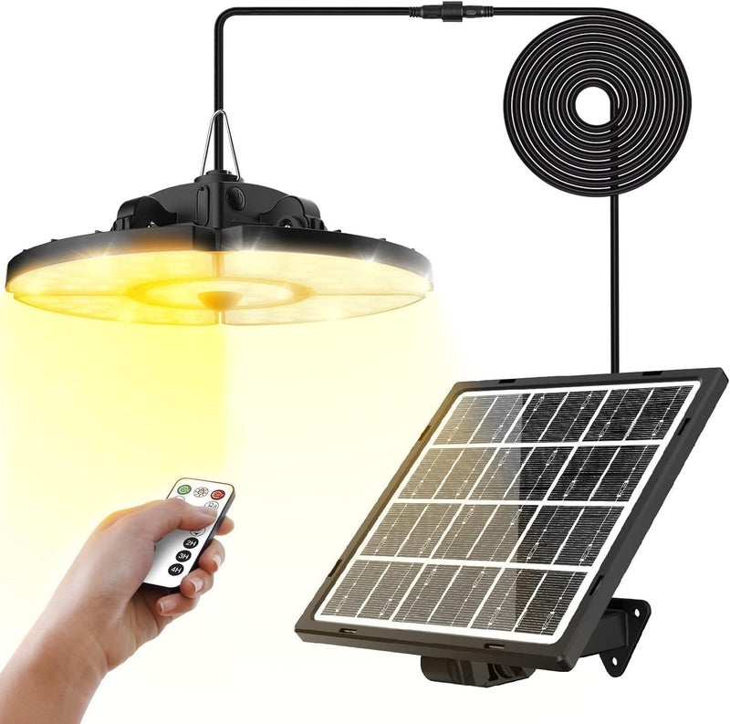 meikee Solar Shed Light for Outdoor Indoor 152 LED Dimmable 4 Modes 2500-6500K 270° Adjustable USB Charging Spotlight With Motion Sensor for Pavilions Aisles Garages Storage Rooms - Image 1