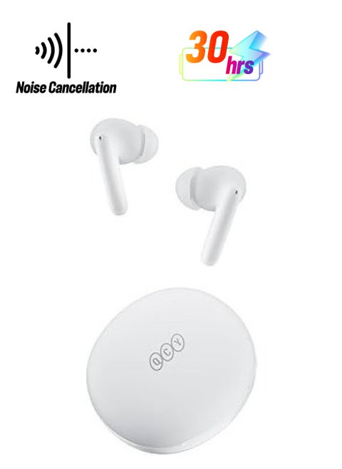 QCY T13 ANC 2 Truly Wireless ANC Earbuds With Noice Cancellation Against 25 km/h of Wind, 30 Hours Long Battery Life, 5.3 Bluetooth Multipoint and Stable Connection and Sensitive Touch Control