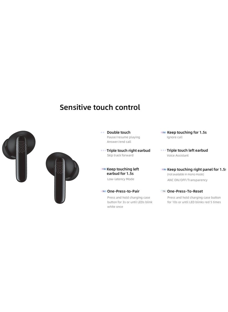 QCY T13 ANC 2 Truly Wireless ANC Earbuds With Noice Cancellation Against 25 km/h of Wind, 30 Hours Long Battery Life, 5.3 Bluetooth Multipoint and Stable Connection and Sensitive Touch Control