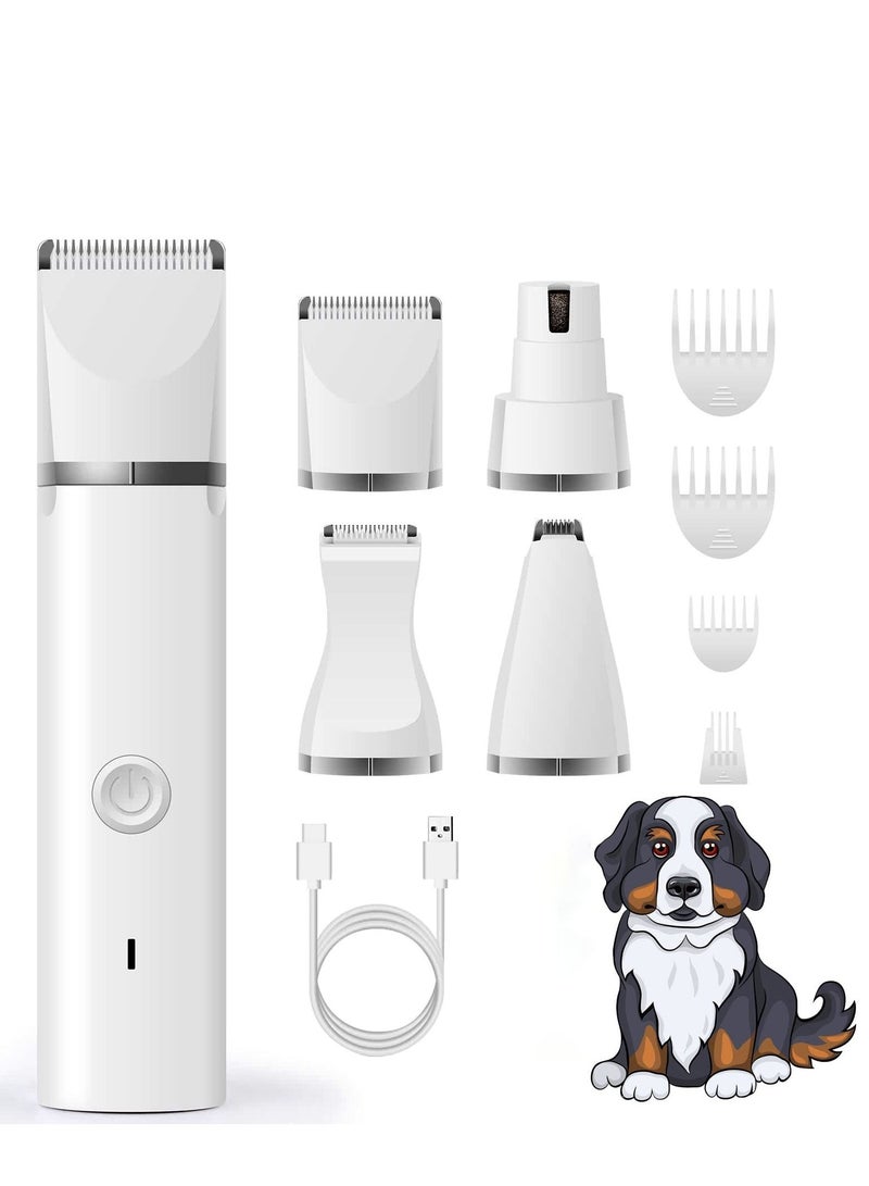 SYOSI Dog Clipper Grooming Kit with 4 Cutter Head and Guide Combs Nail Grinder Trimmers Electric Quiet USB Rechargeable Trimming Dog's Hair Around Paws Eyes Ears Face - Image 1