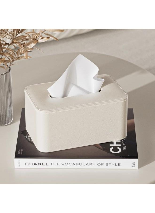 PU Leather Tissue Box Cover Rectangular Thickening Tissue Box Holder  Rounded Edges (Creamy White)Tissue Holder Napkin Dispenser - pzsku/Z7355E115F60B5F69FB38Z/45/_/1740556042/9f7957ea-1fa6-47a3-acea-1d8a46e5cf08