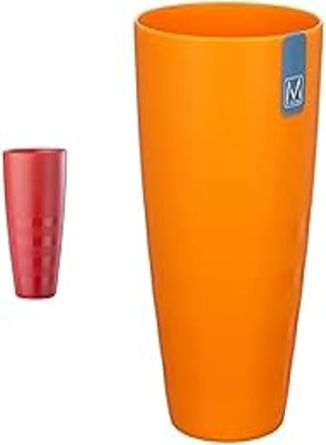 m-design M-Design Large Plastic Cup (520ml) - Microwave, Dishwasher, Food Safe & BPA Free (6, Red) + M-Design Large Plastic Cup (520ml) - Microwave, Dishwasher, Food Safe & BPA Free (1, Orange) 