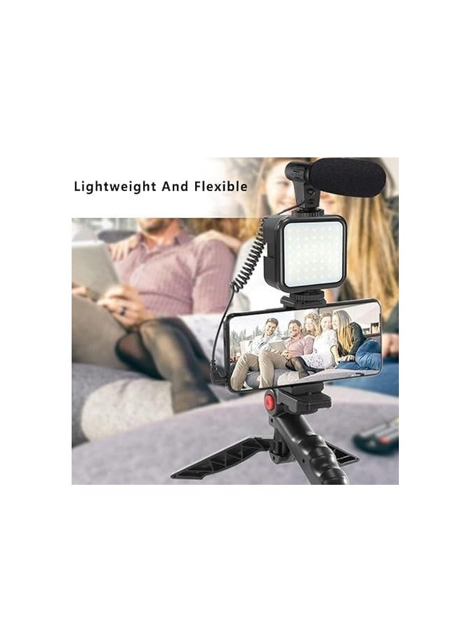 مجموعة ستوديو تصوير الفيديو احترافي للهواتف بريميوم الذكية والكاميرا مع ميكروفون واضاءة LED ومجموعة المبتدئين متوافقة مع يوتيوب تيك توك لصانعي المحتوى - Image 5