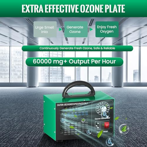 HANNEA® Ozone Generator 60,000mg/h High-Output Ozone Generator Portable with Handle Plug and Go Household Use for Odor Removal,Mold Remediation Air Purification - Image 5