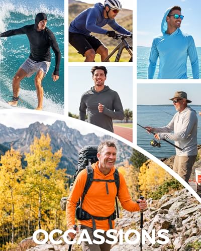 Boladeci Mens Rash Guard Long Sleeve Sun Protection Shirts with Hood UPF Hoodie Lightweight Quick Dry Fit Summer SPF Fishing Gear White XL - Image 5