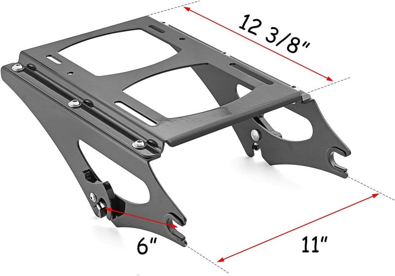 WeiSen Gloss Black Detachable Two-UP Tour Pak Pack Trunk Mount Rack for Harley Touring Models (2009-2013) - Image 2
