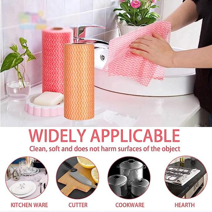 Warmfinity Pack of 3 Multipurpose Kitchen Roll Washable & Quick-Dry Non-Woven cloth, Super Absorbent Reusable Tissue Roll 80 Pulls in each roll - Image 3