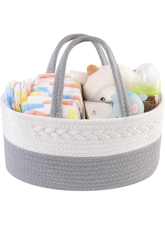 يو-هومي منظم حفاضات الأطفال المحمول، منظم لغرفة الأطفال، وحقيبة تخزين حفاضات، منظم للمناديل، سلة استحمام الطفل، سلة حفاضات مقسمة لطاولة التغيير (رمادي) - Image 1