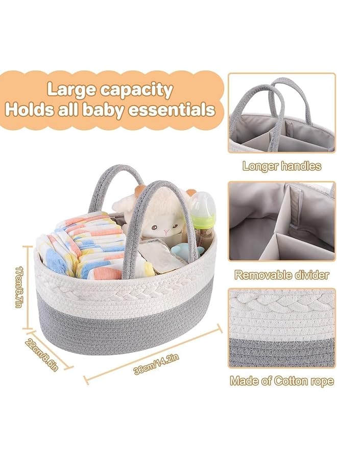 يو-هومي منظم حفاضات الأطفال المحمول، منظم لغرفة الأطفال، وحقيبة تخزين حفاضات، منظم للمناديل، سلة استحمام الطفل، سلة حفاضات مقسمة لطاولة التغيير (رمادي) - Image 3