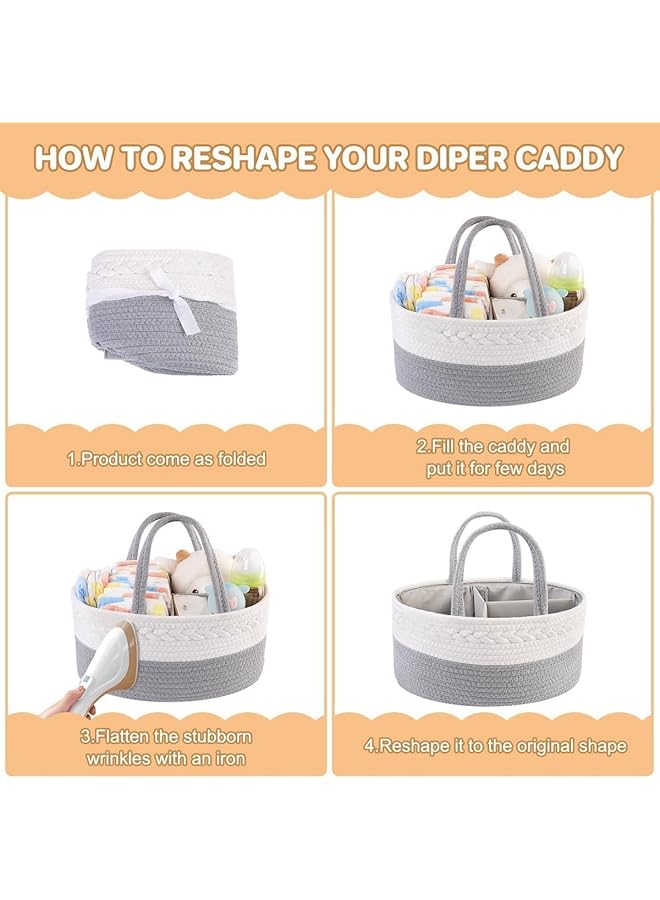 يو-هومي منظم حفاضات الأطفال المحمول، منظم لغرفة الأطفال، وحقيبة تخزين حفاضات، منظم للمناديل، سلة استحمام الطفل، سلة حفاضات مقسمة لطاولة التغيير (رمادي) - Image 5