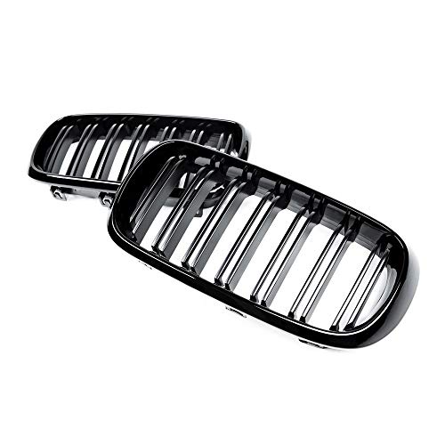 SNA F15 Grill for BMW X5 F15 X6 F16 X5M X6M 2014-2019 (ABS Gloss Black Kidney Grill, Double Slats, 2-pc Set) - Image 4