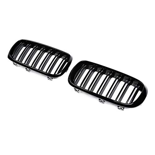 SNA F15 Grill for BMW X5 F15 X6 F16 X5M X6M 2014-2019 (ABS Gloss Black Kidney Grill, Double Slats, 2-pc Set) - Image 2