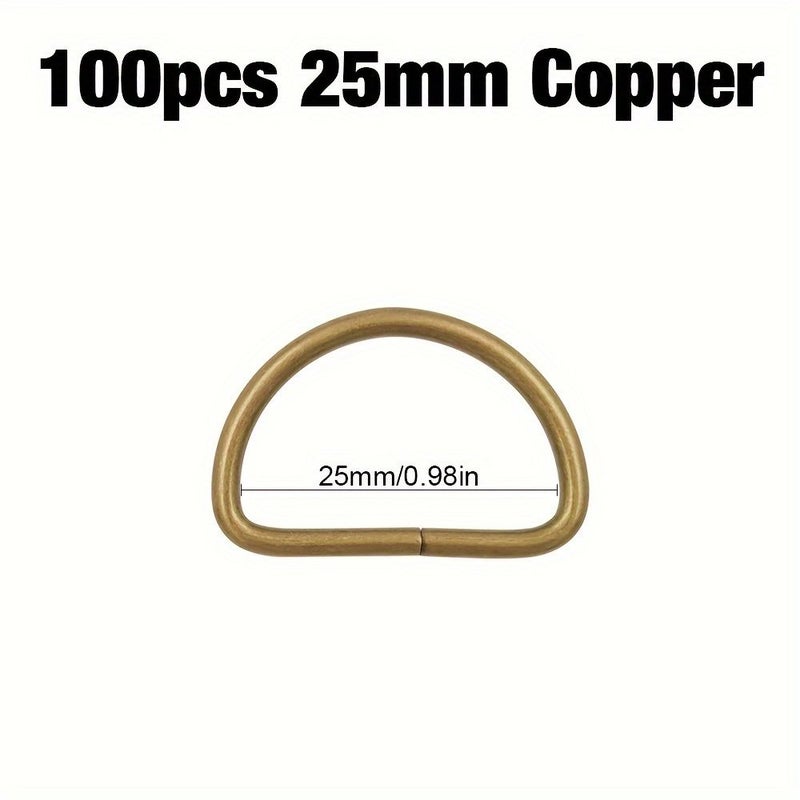 100 Grains 25mm Copper Metal D Buckles 100pcs - Image 1