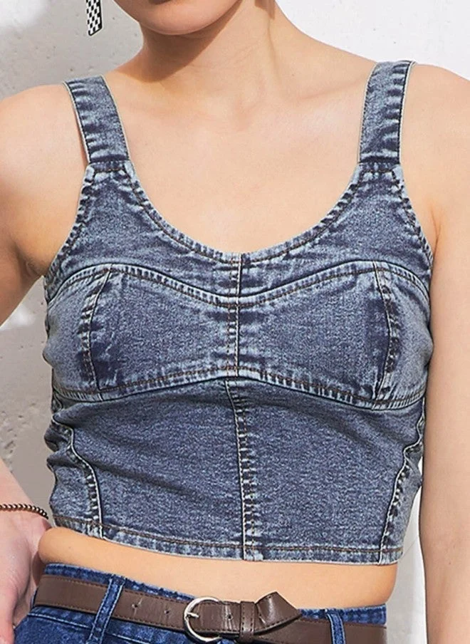 SASSAFRAS Denim Crop Top for Women