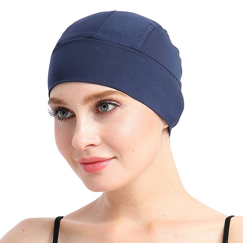 FocusCare for Chemotherapy Women Viscose Headwear for Alopecia Women Navy - Image 5