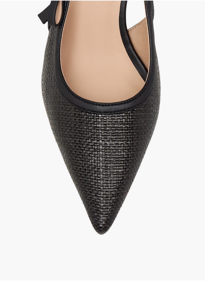 Flora Bella By Shoexpress Textured Pointed-Toe Slingback Shoes with Flared Heels  - Image 4