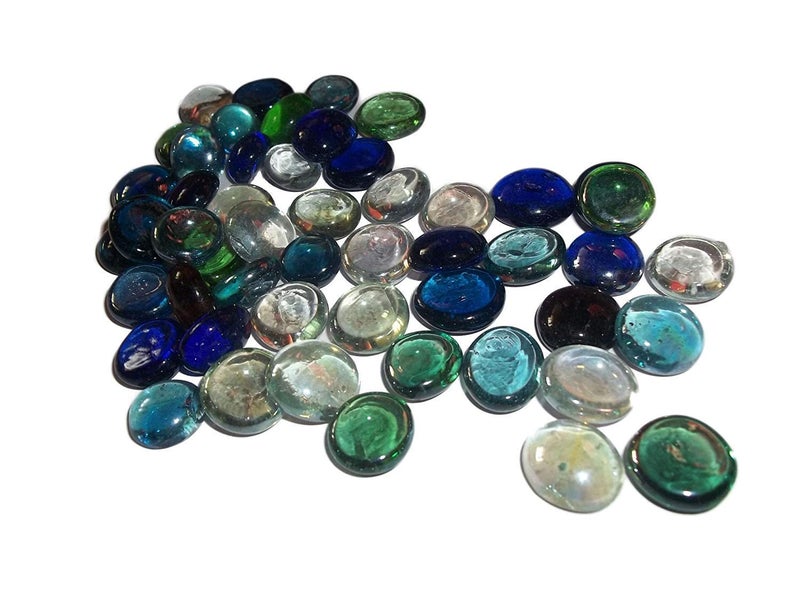 Ercole Transparent Half Round Aquarium Glass Pebbles for Garden and Living Room Decor Multicolour 4 kg - Image 1