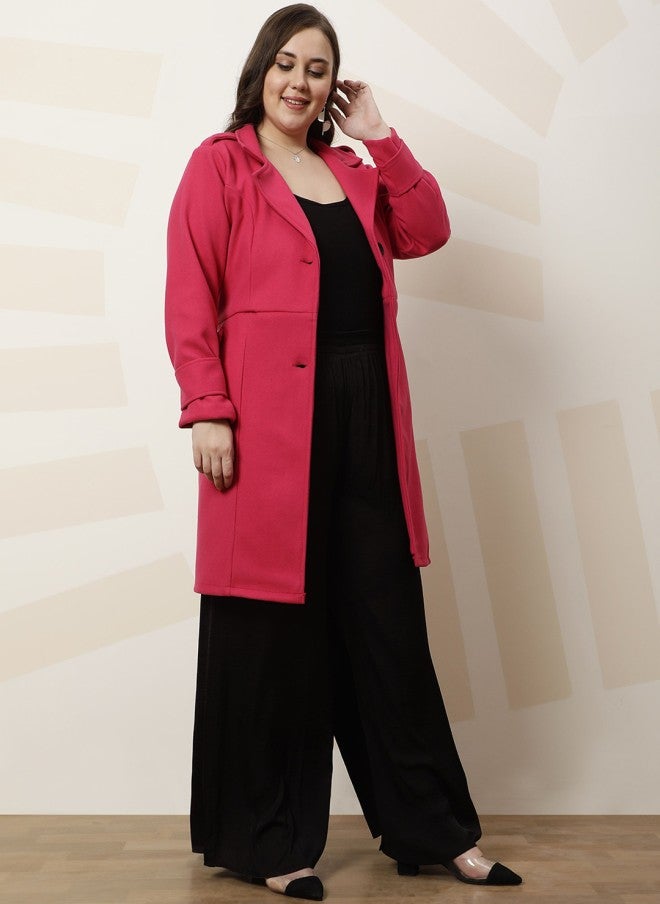Athena معطف طويل من الصوف الوردي للنساء - Image 3