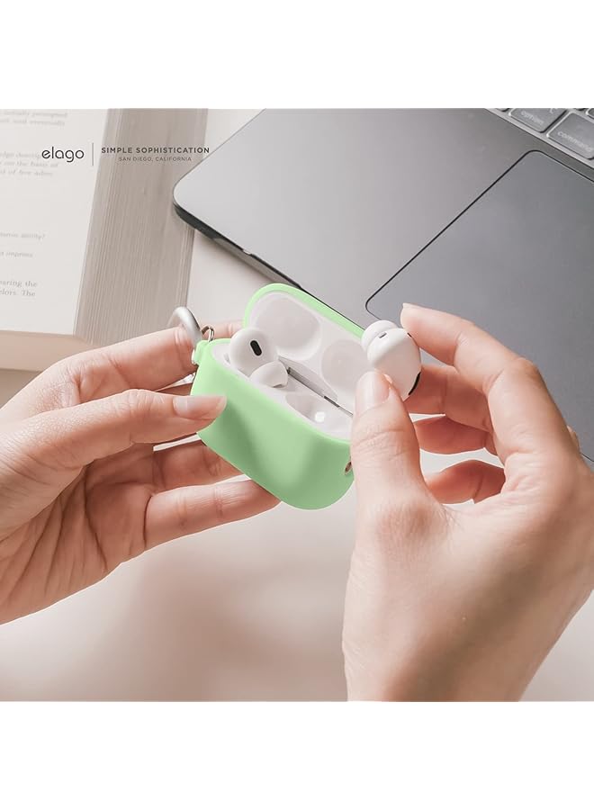 Elago Eapp2Sc Hang Pgr Silicone Case With Keychain For Airpods Pro 2 Pastel Green - Image 3