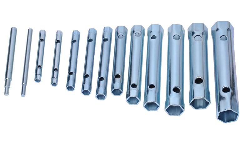 GREYTEN Tubular Spanner Set, 14Pcs Dual-Ended Wrench Socket Plumber Back Nut Tap Spark Plug Spanner Set Extended Spark Plug Wrench (6/7mm to 30/32mm), Tubular Box Spanner Wrench Set - Image 1