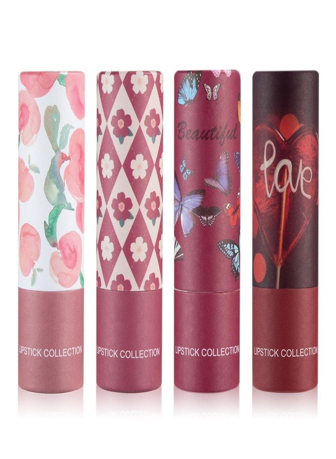 QIUFSSE 4PCS Matte Nude Lipstick Set Natural Moisturizing Red Lipstick Long-lasting Waterproof Lip Stain Velvet Lipstick Set Nude Lip Makeup for Women-03 Pink,06 Rose Bean Paste,07 Fuchsia,08 Dark Red - Image 1