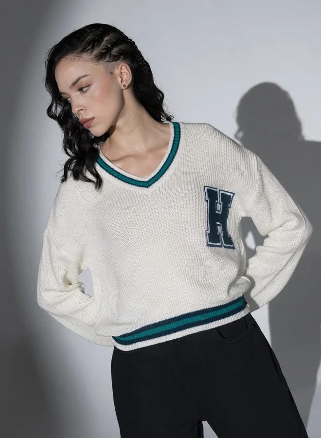 هوبرهولمي كنزة نسائية بيضاء بقصة عادية من الأكريليك بنسبة 1%