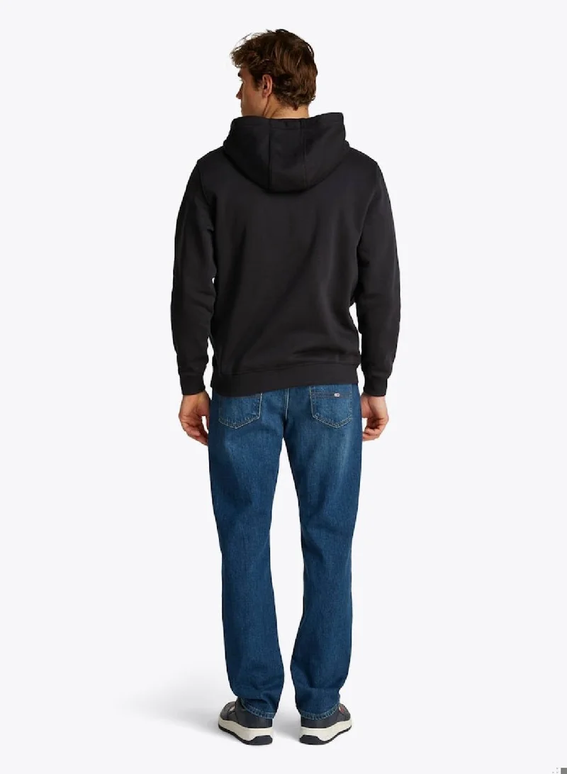 TOMMY JEANS black Brushed Fleece Zip-Thru Hoody for Men | Best Price UAE