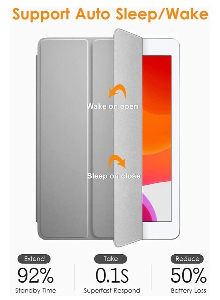 iPad 9th/8th/7th Generation case (2021/2020/2019) iPad 10.2-Inch Case with Pencil Holder [Sleep/Wake] Slim Soft TPU Back Smart Magnetic Stand Protective Cover Cases (Gray) - Image 2