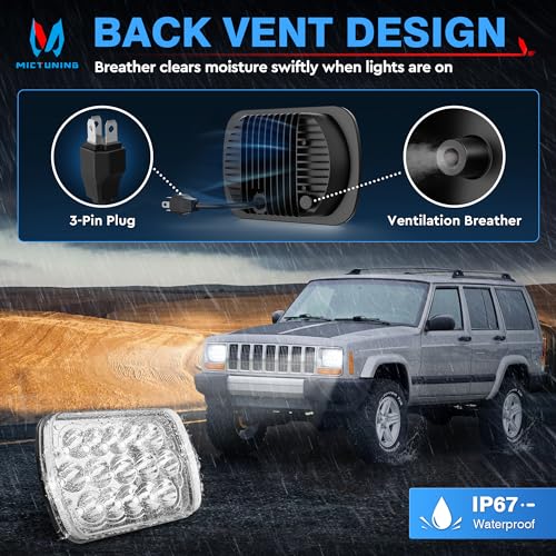 MICTUNING 2Pcs 5x7 7x6 Led Headlights Rectangular Hi Lo Led Sealed Beam H6054 6053 6052 5054 Square Headlamp Replacement for Jep Wrangler YJ XJ MJ Cherokee Chevy S10 Blazer Express Ford GMC - Image 4