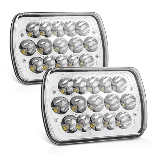 MICTUNING 2Pcs 5x7 7x6 Led Headlights Rectangular Hi Lo Led Sealed Beam H6054 6053 6052 5054 Square Headlamp Replacement for Jep Wrangler YJ XJ MJ Cherokee Chevy S10 Blazer Express Ford GMC - Image 1