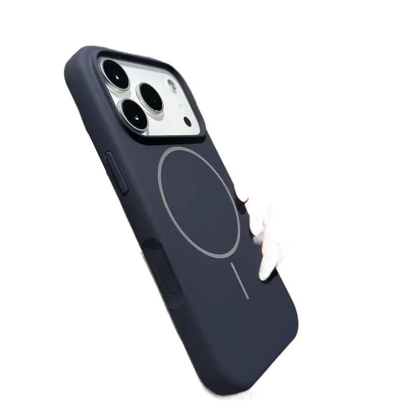 غطاء MagSafe بسيليكون لـ iPhone 16 / 16 Plus / 16 Pro / 16 Pro Max مع مقاوم للصدمات وحماية من السقوط مع مقاوم للصدمات مع سيليكون سائل مع مغناطيسي باللون أزرق داكن من السيليكون - Layan Lure - Image 1