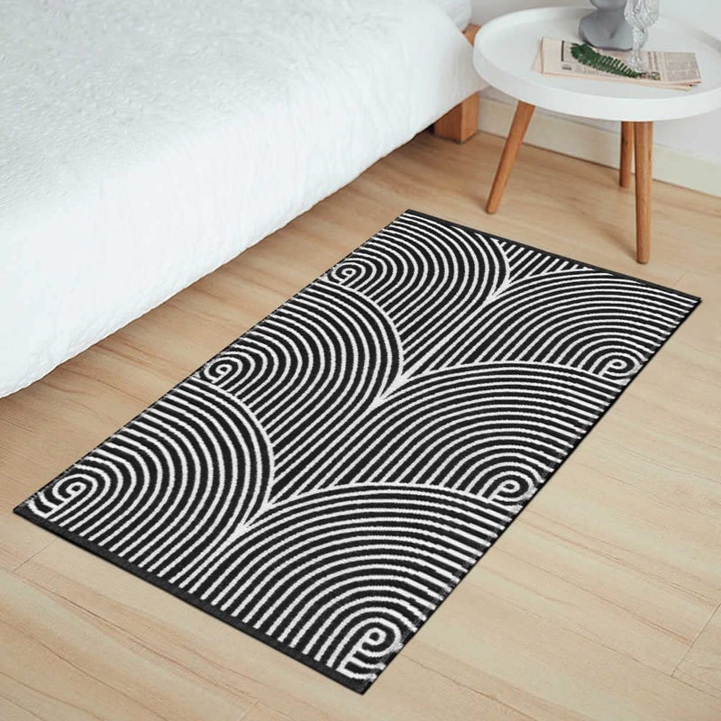 Tiffasea Front Door Mat 2x3 Machine Washable Welcome Mats Cotton Woven Small Rug Reversible Indoor Outdoor Rugs Layered Floor Mat for EntrywayKitchenBathroomBedroomBlack and White