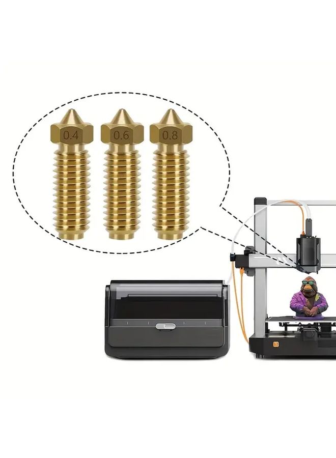 2pcs 0.6mm Brass Volcano Nozzle High Temperature Resistant Fast Heat Conduction Reduces Clogging - Image 5