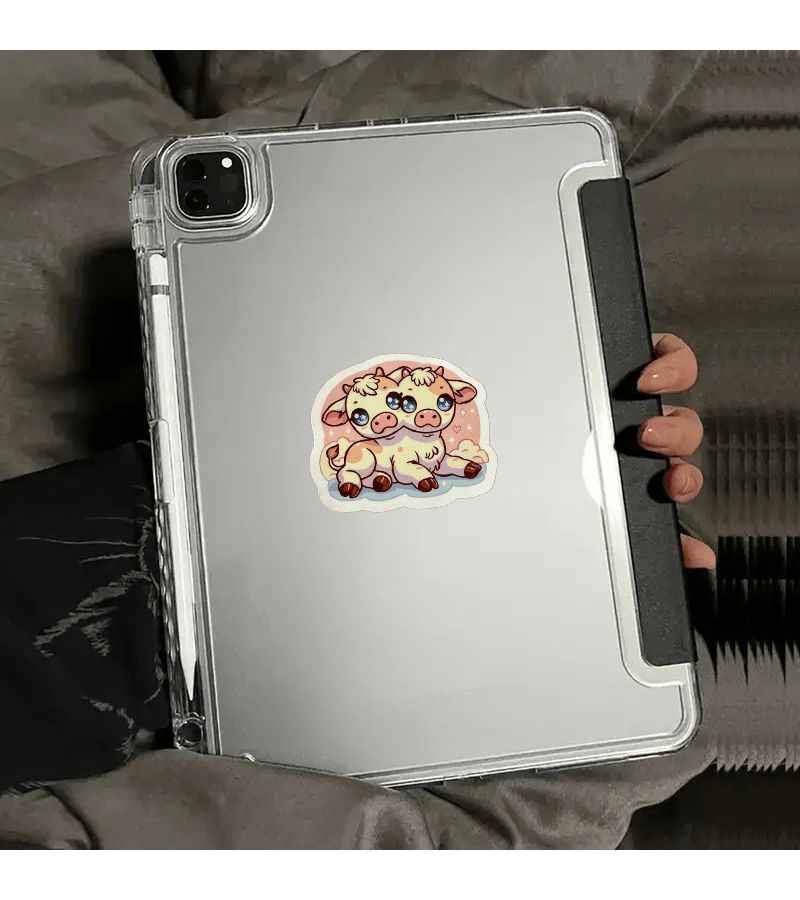Funny PVC Two Headed Calf Sticker For Water Bottle Laptop - Image 4