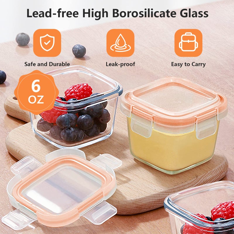 Luvan 6oz Baby Food Storage Containers, 12-Pack Baby Food Jars with Lids LeakProof, Baby Food Containers Glass Stackable, Freezer/Microwave/Dishwasher Safe, Ideal for Fruit Purees and Vegetable Mashes - Image 3