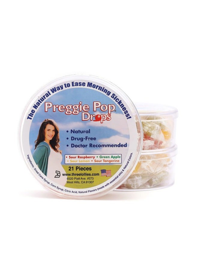 Three Lollies Preggie Pop Drops - helps Morning Sickness During Pregnancy (3 pack, 63 count) – With Essential Oils, Safe for Pregnant Mom & Baby, Gluten Free - Lemon, Raspberry, Green Apple, Tangerine  - Image 1